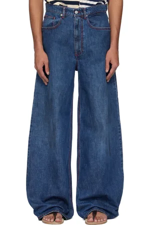 ERL Navy Baggy Indiana Distressed Jeans