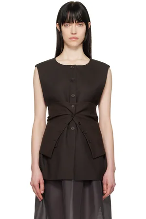 AMOMENTO Brown Oversized Button Up Vest