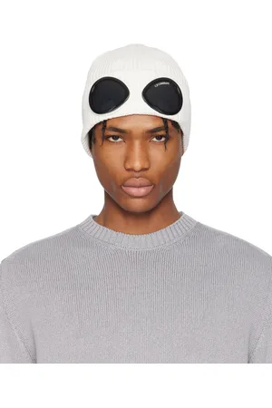 C.P. Company White Cotton Goggle Beanie