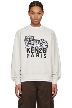 Kenzo Gray Paris Happy Tiger Embroidered Sweatshirt