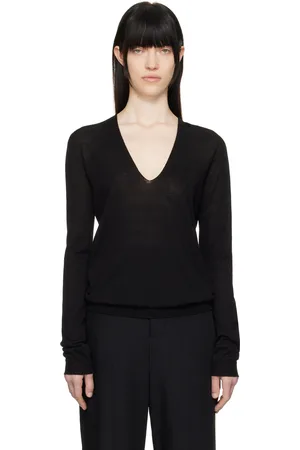 Rick Owens Black Hollywood V Neck Pull Sweater
