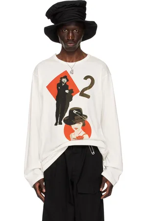 YOHJI YAMAMOTO Off-White Print Long Sleeve T-Shirt