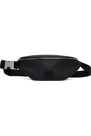 HUGO BOSS Black Perforated Faux Leather Belt Bag