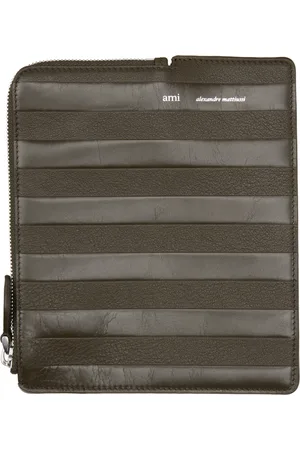 Ami Khaki Leather Midi Wallet