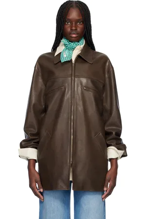 Auralee Lamb Leather Long Zip Jacket