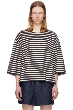 Ami Navy & Off-White Loose Striped T-shirt