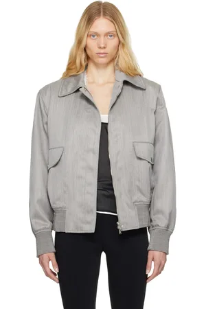 Stella McCartney Gray Boxy Collared Bomber Jacket