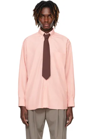Auralee Red Silk Broad Button Down Shirt