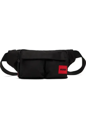 HUGO BOSS Black Twill Double Flap Pocket Belt Bag