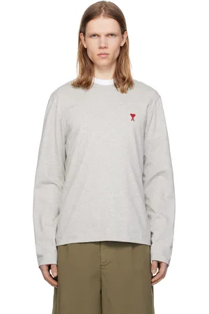 Ami Gray Cotton Ami de Coeur Long Sleeves T-shirt