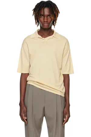 Auralee Yellow Product Dyed Wool Knit Polo