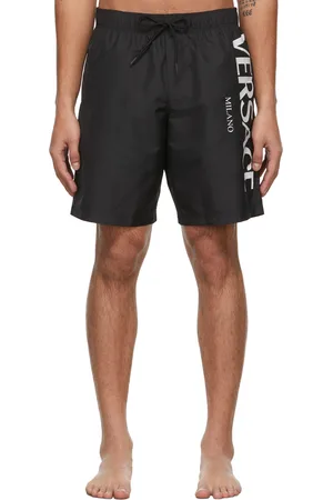 VERSACE Black Logo Long Swim Shorts