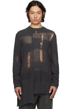 YOHJI YAMAMOTO Gray 5G Randome Damage Processed Sweater