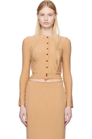 Shushu/Tong Beige Elastic Fitted Cardigan