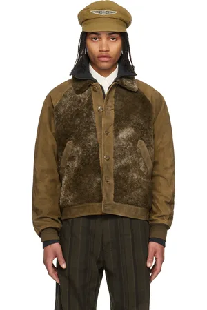 Ralph Lauren Brown Paneled Roughout Suede Shearling Jacket
