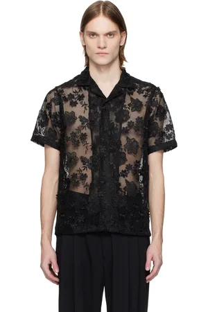 CMMN SWDN Black Duane Floral Mesh Shirt