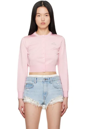 Alexander Wang Pink Cropped Athletic Mesh Cardigan