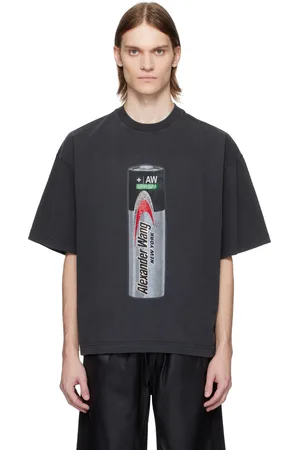 Alexander Wang Black Battery Logo-Print Graphic T-shirt