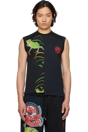 Marine Serre Black Regenerated Graphic T-shirts Tank Top