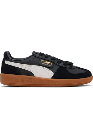 PUMA Black & Gray Palermo Leather Sneakers