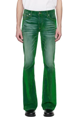 Cout de la Liberte Green Jimmy Stretch Suede Flare Jeans