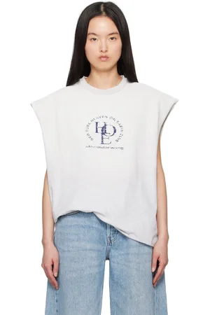 Alexander Wang Gray Unisex Distressed Logo Oversized Muscle T-shirt