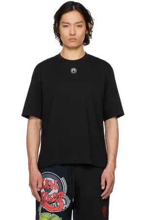 Marine Serre Black Organic Cotton Plain T-shirt