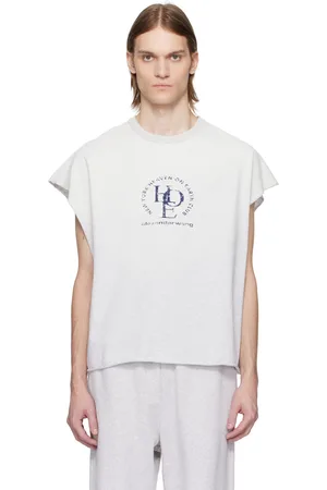 Alexander Wang Gray Distressed Logo Oversized Muscle T-shirt
