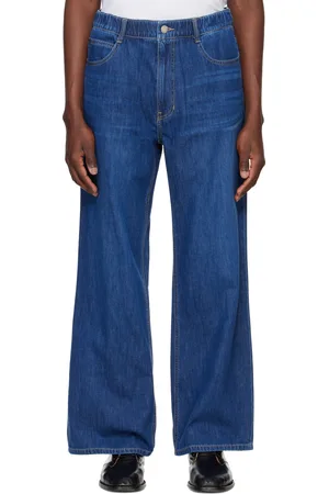 Solid Blue Wide Bootcut Jeans
