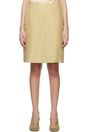 Totême Beige A-line Leather Miniskirt