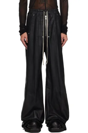 Rick Owens Black Hollywood Wide Bela Leather Trousers