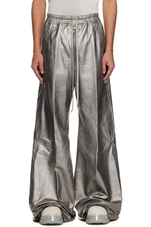 Rick Owens Gunmetal Hollywood Wide Bela Leather Trousers