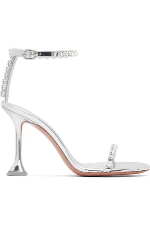 Amina Muaddi Silver Gigi 95 Heeled Sandals