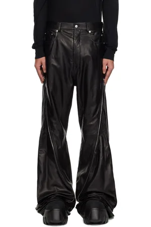 Rick Owens Black Hollywood Banana Bolan Leather Trousers