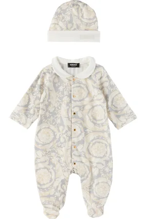 VERSACE Baby Gray Barocco Jumpsuit & Beanie Set