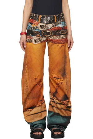 Acne Studios Orange Stacked Belts Jeans