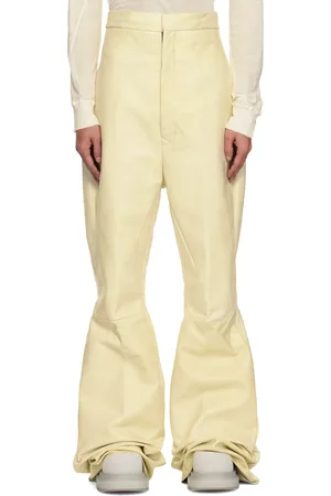 Rick Owens Beige Hollywood Dirt Bolan Leather Trousers
