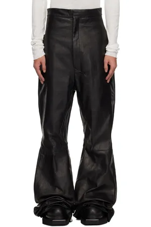 Rick Owens Black Hollywood Dirt Bolan Leather Trousers