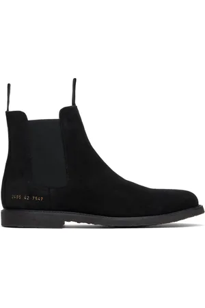 COMMON PROJECTS Black Waxed Suede Chelsea Boots