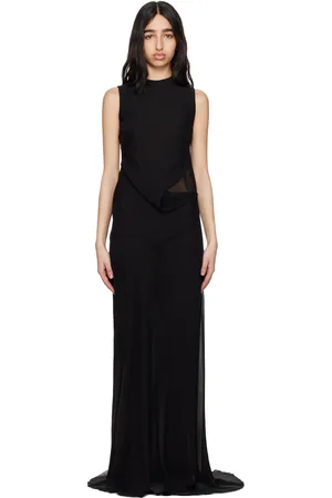 ANN DEMEULEMEESTER Black Leah Long Asymmetric Maxi Dress