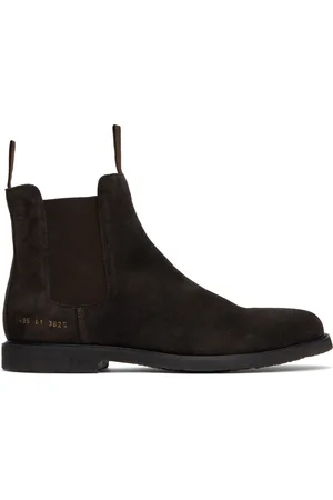 COMMON PROJECTS Brown Waxed Suede Chelsea Boots