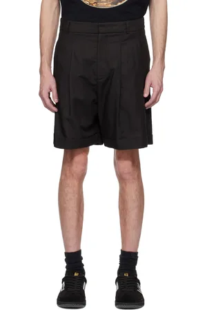 Balmain Black Pleated Bermuda Shorts