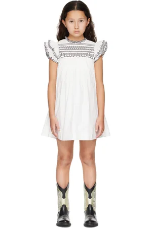 BONPOINT Kids White Bijou Smocked Dress