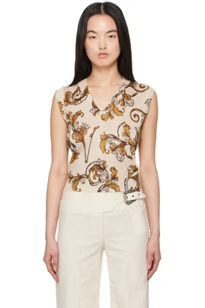 VERSACE Beige Outline Barocco Lurex Vest