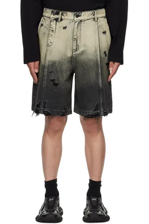 Feng Chen Wang Black & Beige Gradient Denim Shorts