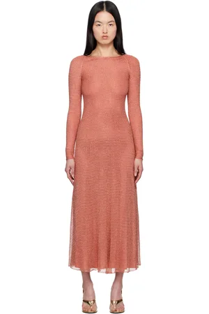 Alaïa Pink Mesh Knit Maxi Dress