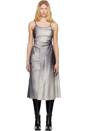 Feng Chen Wang Gray Draped Midi Dress