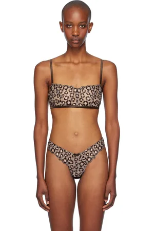 FLEUR DU MAL Brown Leopard Embroidery Boned Bralette