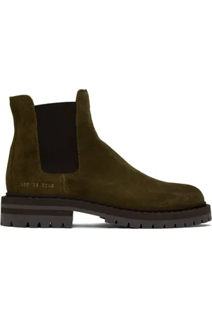 COMMON PROJECTS Khaki Stamped Chelsea Boots