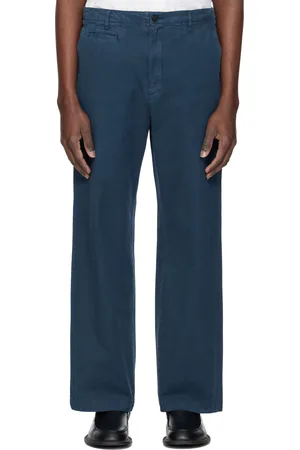 Auralee Navy Finx Gabardine Trousers